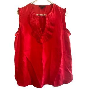 J. Crew Margot Top festival red sleeveless silk size 6